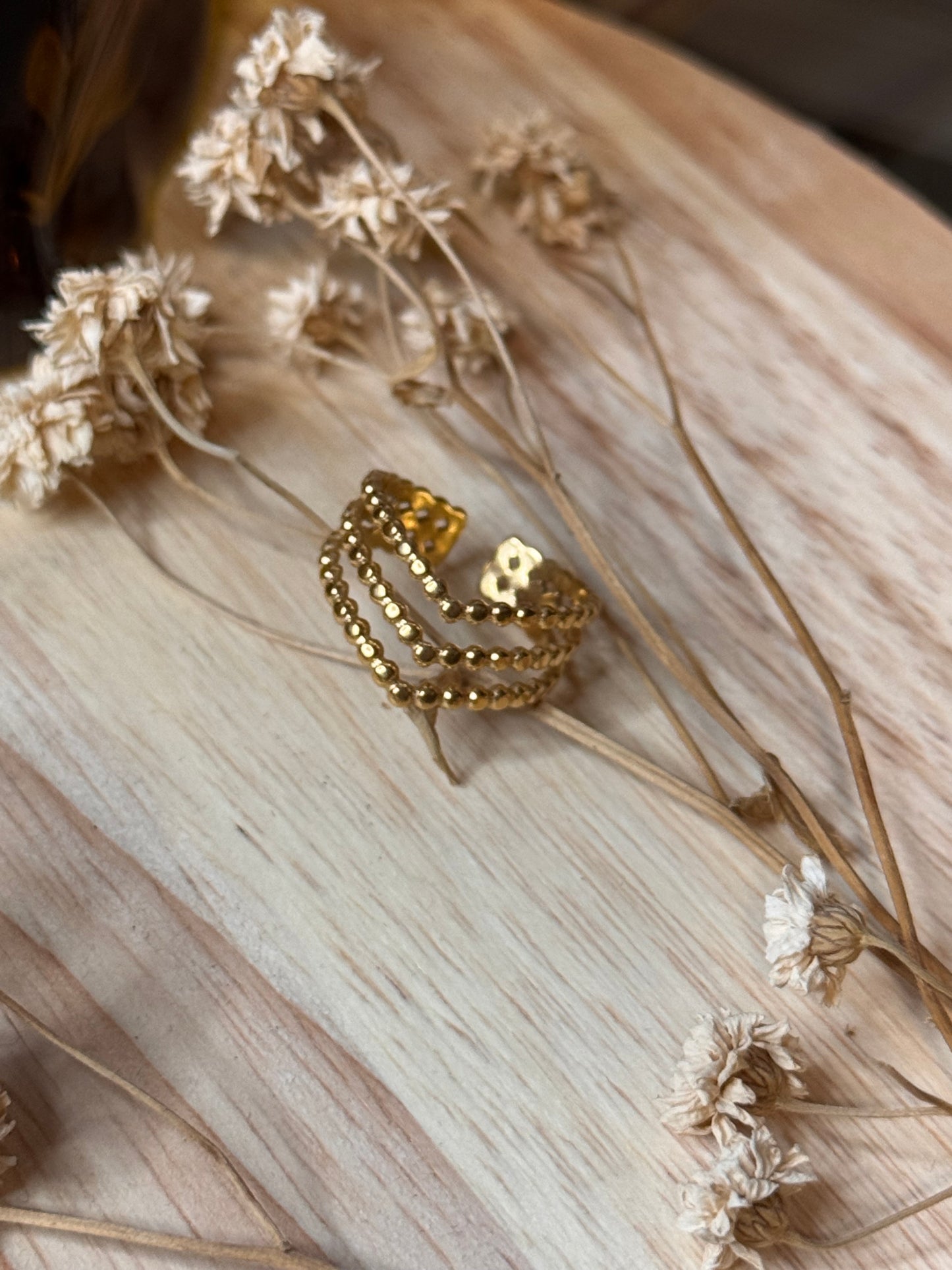57. Coeur d'or - Bague Ajustable en Acier Inoxydable – Design Cœur Élégant