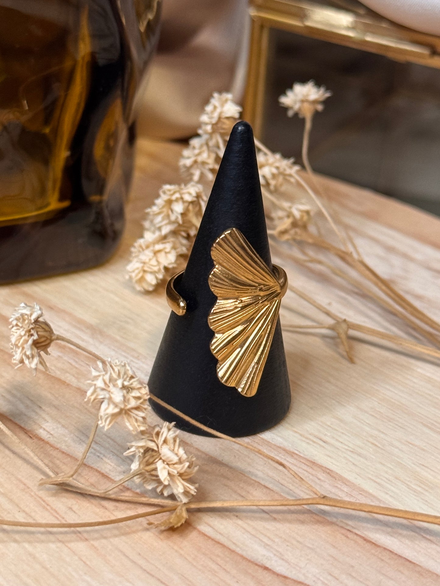 52. Ginkora - Bague Ajustable en Acier Inoxydable – Délicatesse et Symbolisme