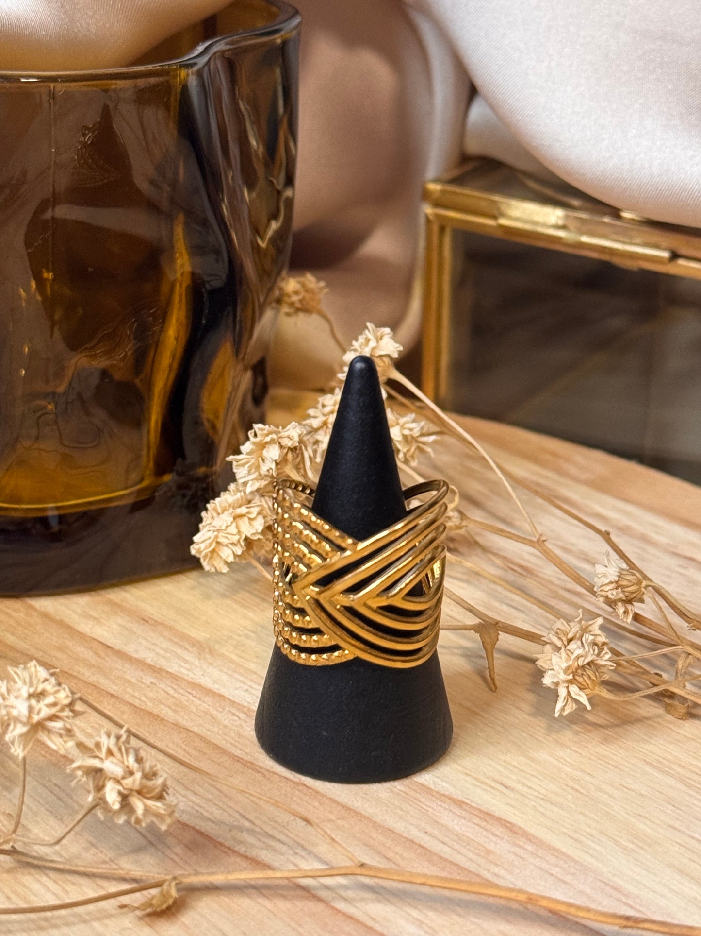 30. Aëlys – Bague ajustable acier inoxydable - Harmonie des textures