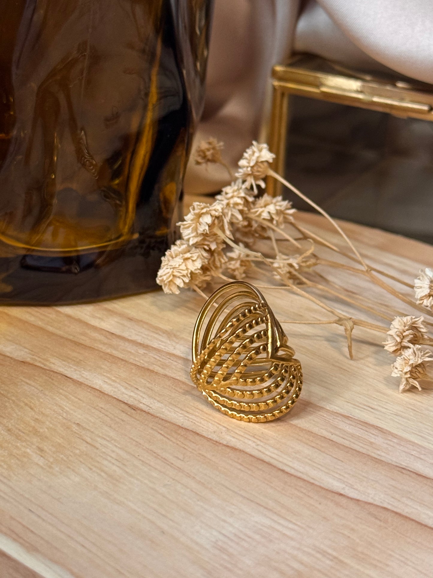 30. Aëlys – Bague ajustable acier inoxydable - Harmonie des textures