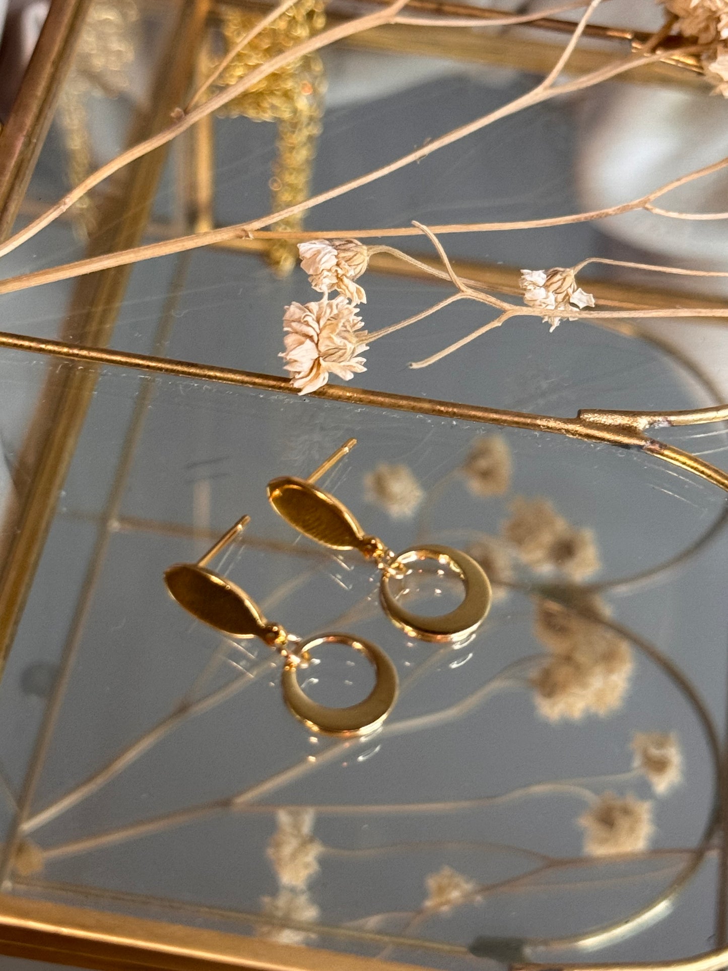 48. Ciralys - Boucles d'Oreilles Pendantes en Acier Inoxydable Doré avec Petit Cercle