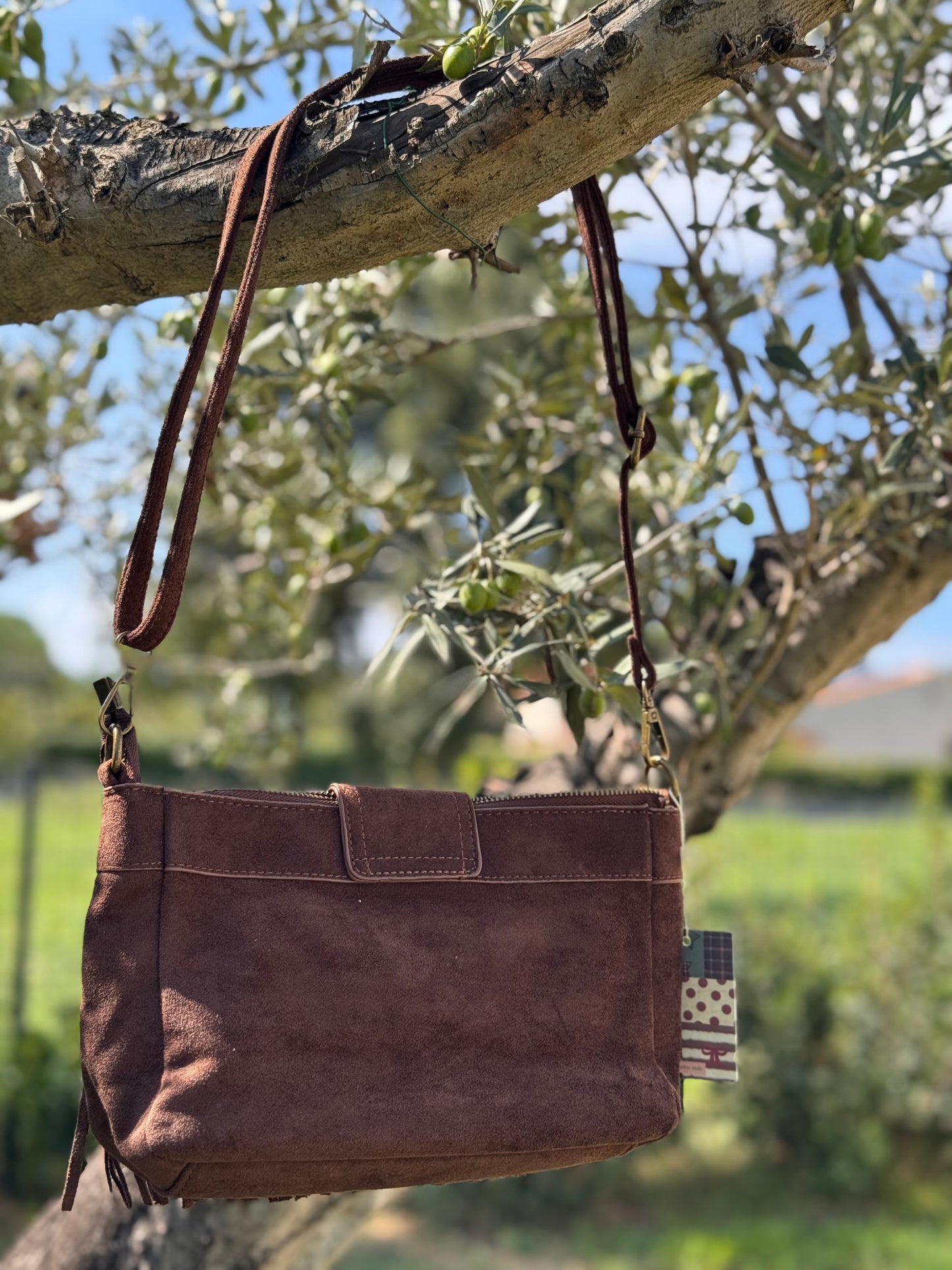 Sac bandoulière bohème marron à franges
