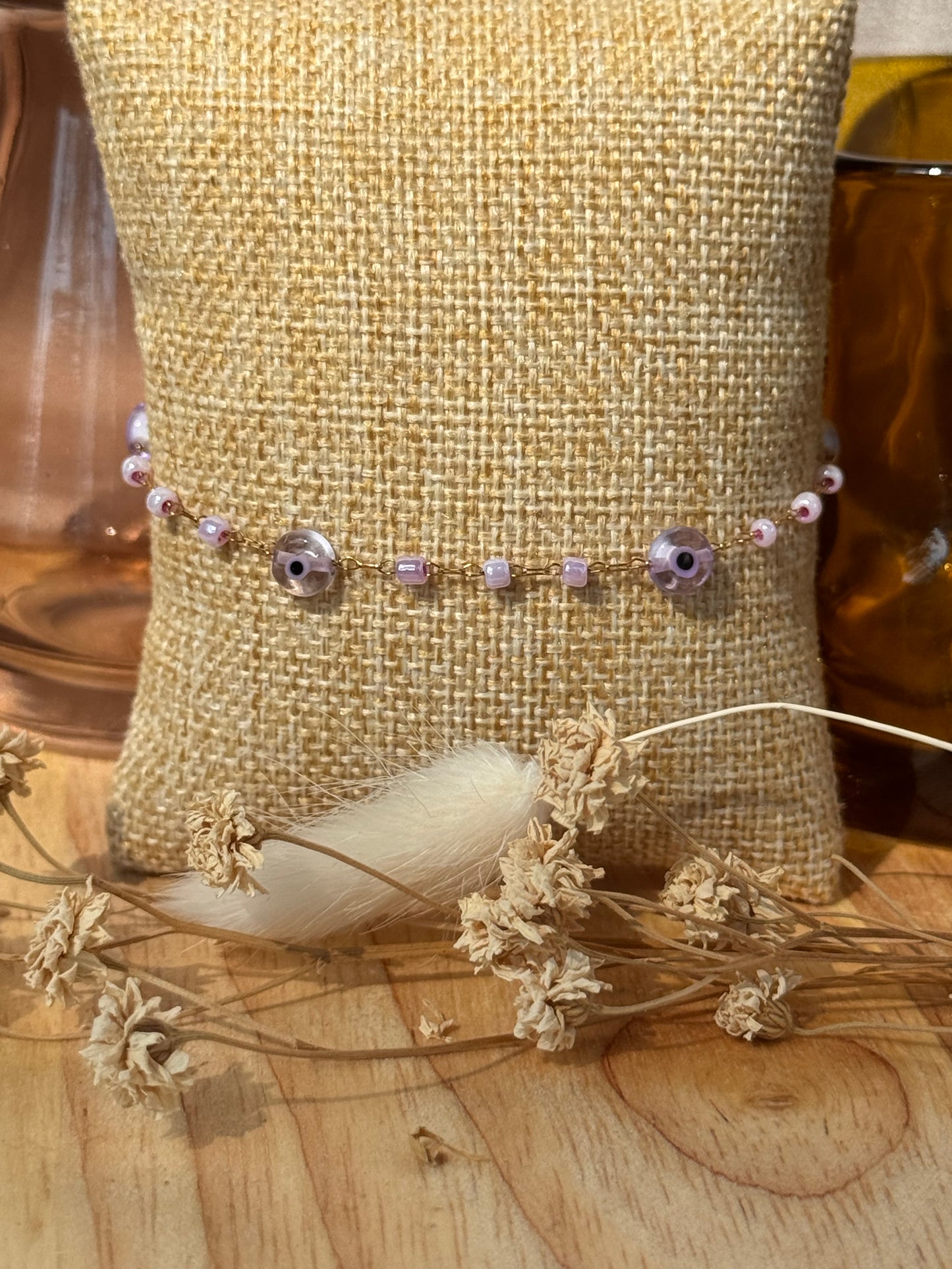 Bracelet violet Œil Protecteur en Acier Inoxydable – Élégance & Protection au Quotidien