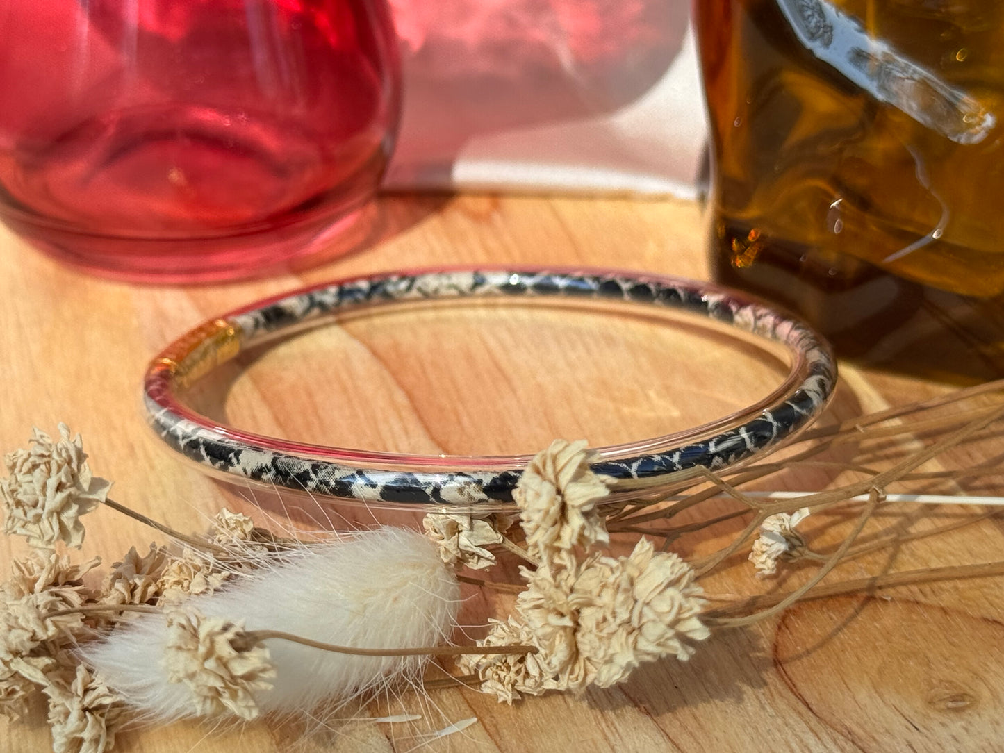 Bracelet effet marbré beige & noir – Style tendance