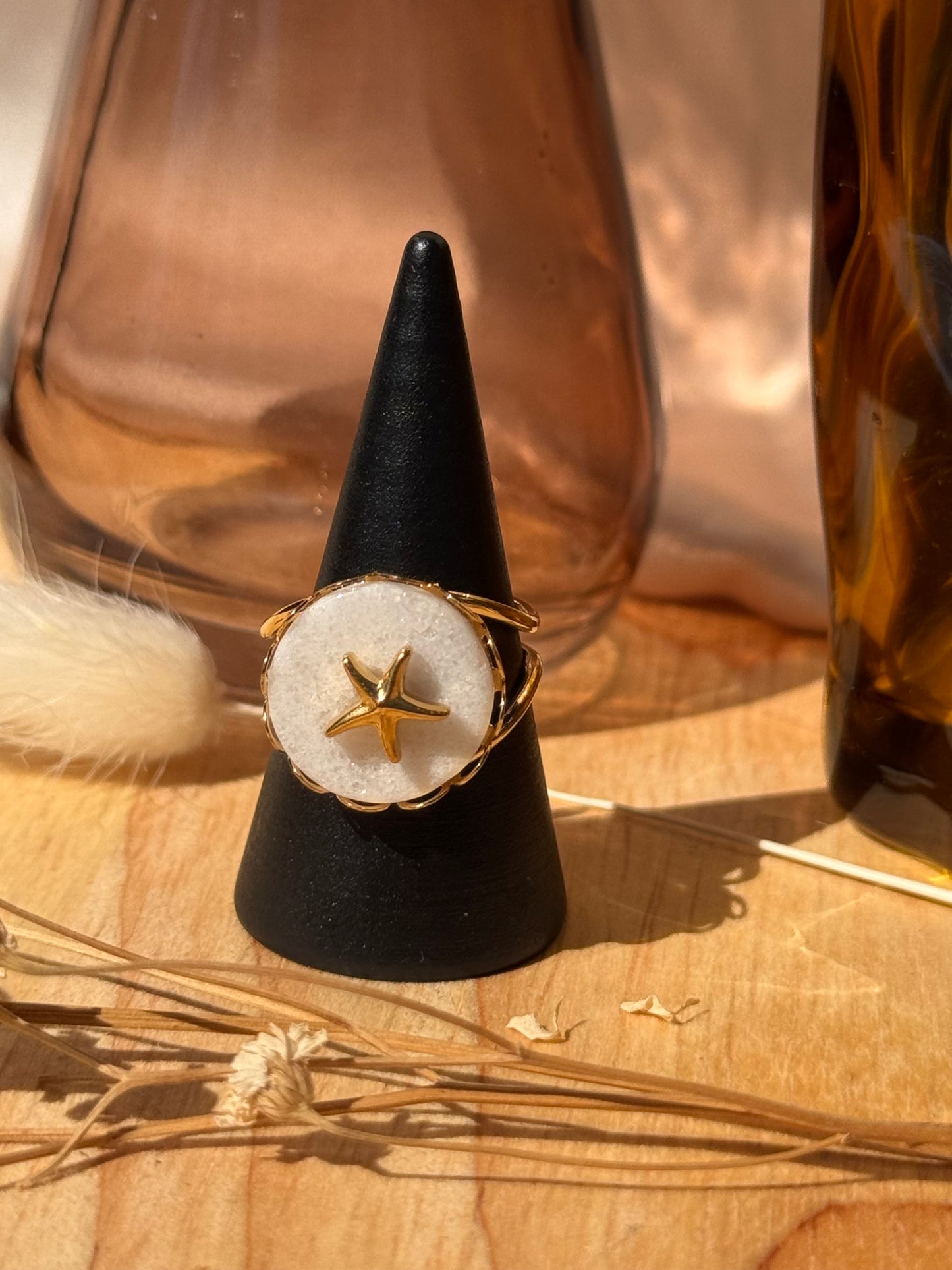 Bague Stella – Acier inoxydable doré et pierre étoilée