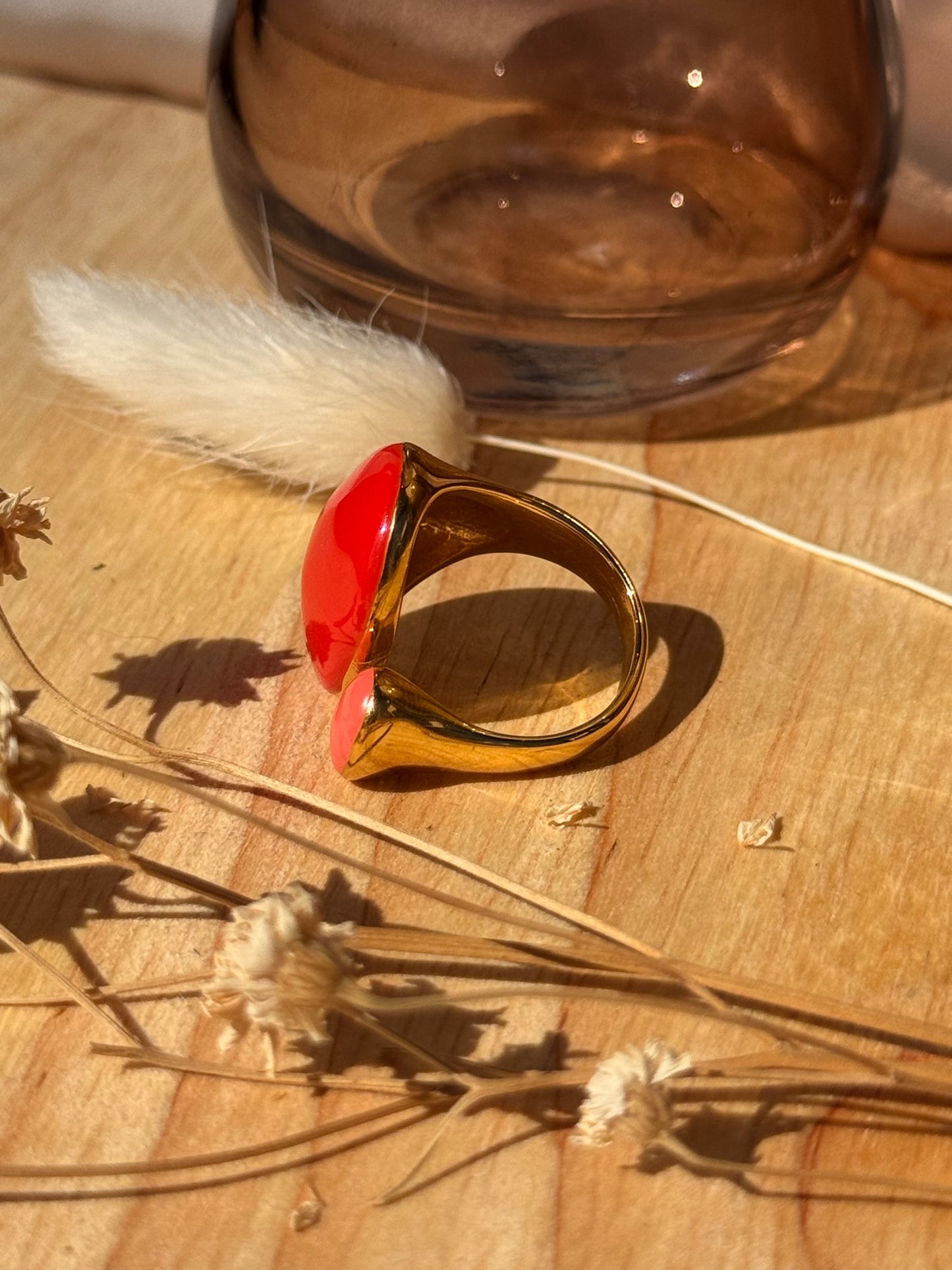 Bague en acier inoxydable rouge