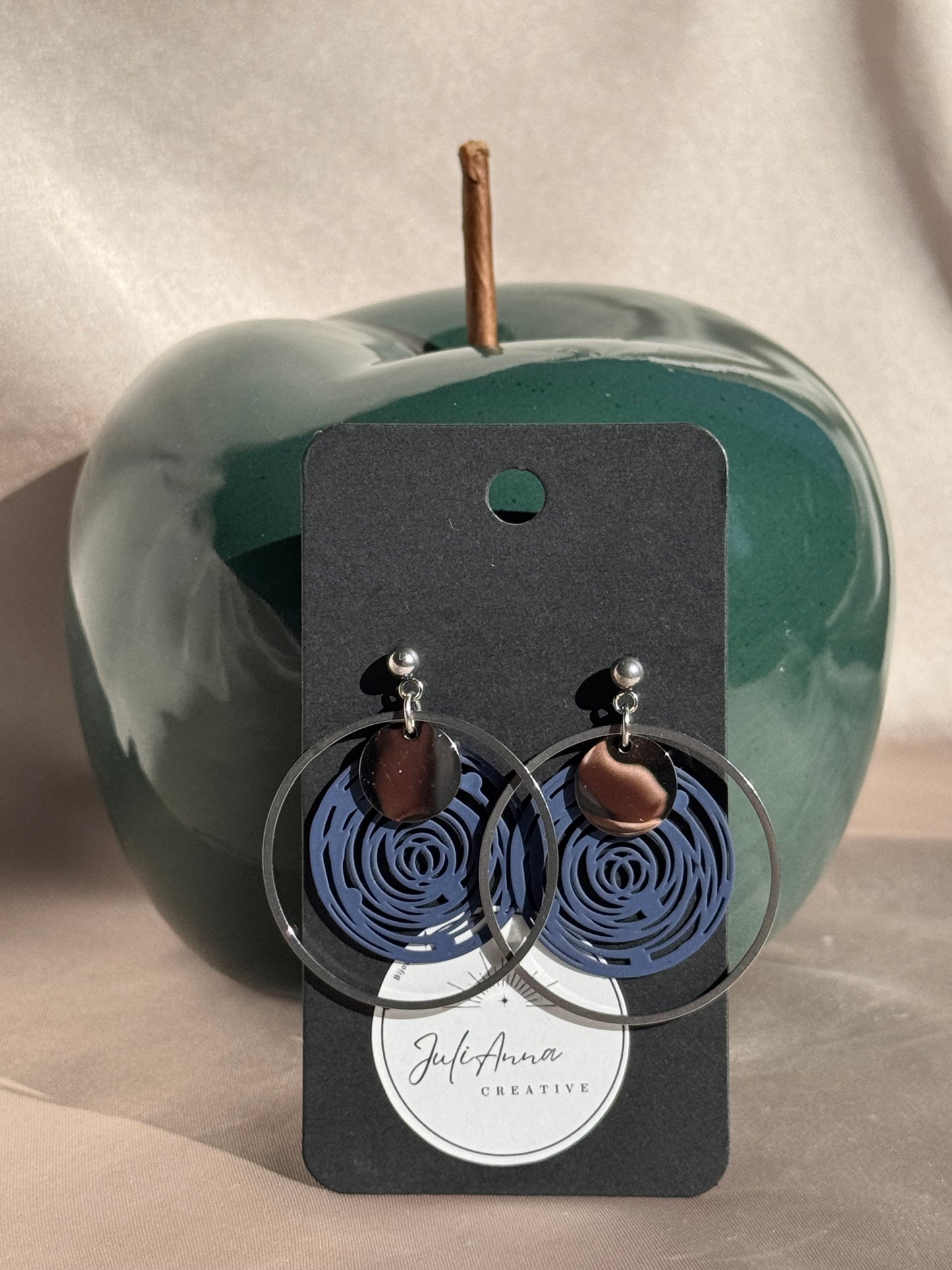 93. Boucles d'Oreilles Pendantes en Acier Inoxydable Argenté - Cercle -