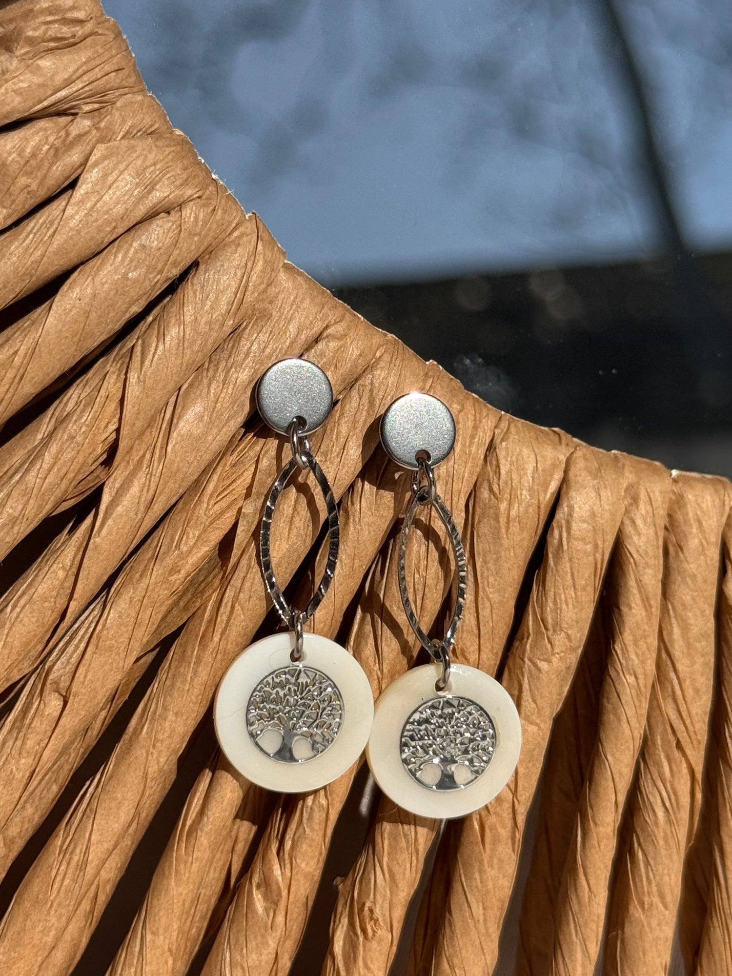 Boucles d'oreilles en acier inoxydable argenté
