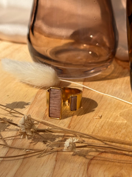 Bague Dorée "Élora" – Élégance naturelle en acier inoxydable