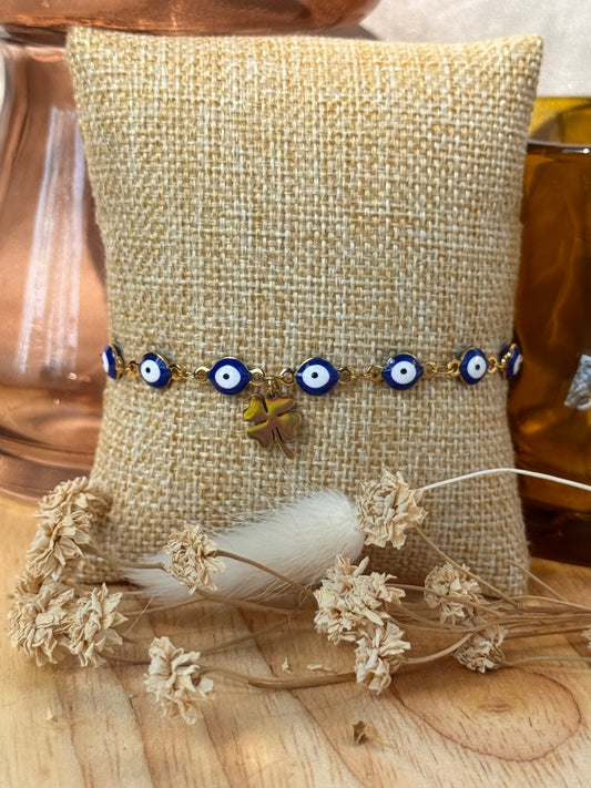 Bracelet bleu Œil Protecteur en Acier Inoxydable – Élégance & Protection au Quotidien