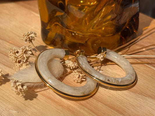 Boucles d’oreilles créoles ouvertes en résine blanche