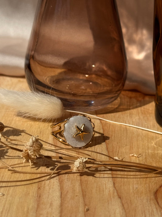 Bague Stella – Acier inoxydable doré et pierre étoilée