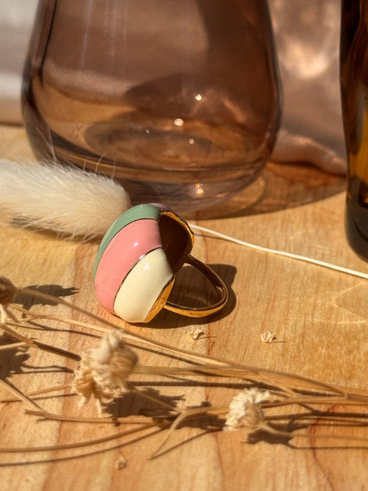 Bague "Douceur Pastel" – Acier inoxydable & émaux colorés