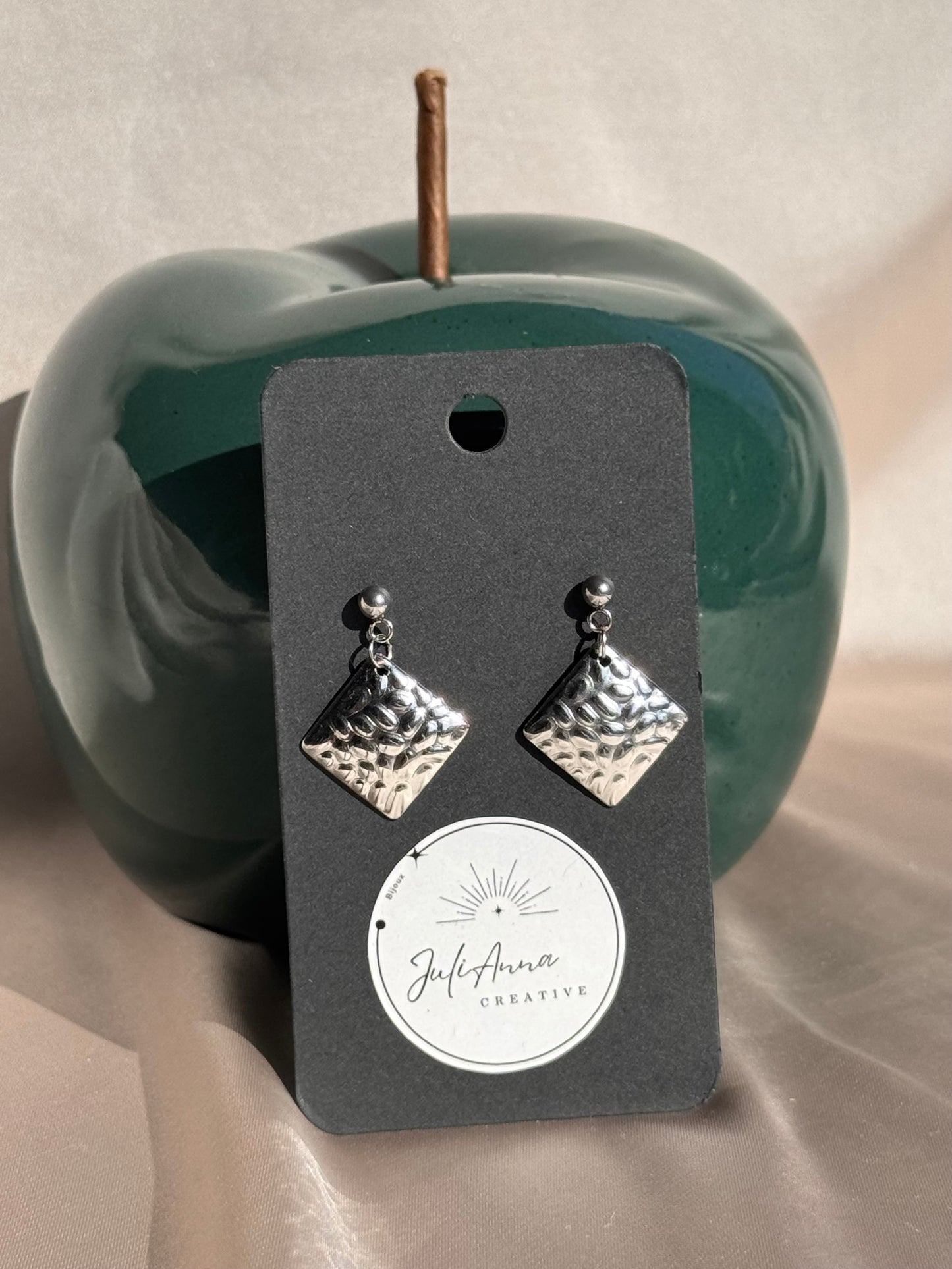 85 - Boucles d'Oreilles Pendantes en Acier Inoxydable argenté- Losange